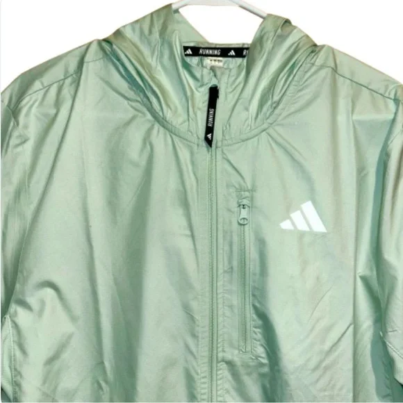 NWT Adidas Women's Small Green WIND.RDY Zip Up Hooded Sporty Windbreaker Jacket - Picture 3 of 16
